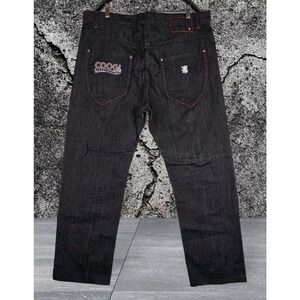 Coogi Mens Jeans Size 38X31‎ Loose Fit Black Embroidery Patchwork